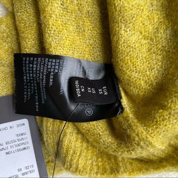 WOOLEN BLOOM WOOL BLEND FINE KNIT SWEATER‎ MUSTARD YELLOW SZ XS NEW W/ TAGS - Picture 7 of 9